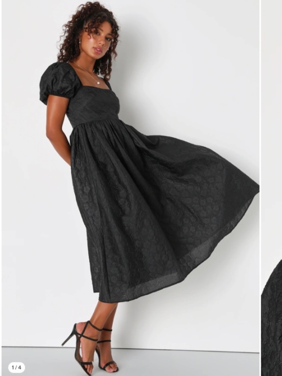 Lulus Dresses & Skirts - Lulu's Black Puff-Sleeve Midi Dress